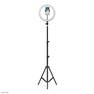 Selfie lámpa állvánnyal, fényerő szabályzóval, 26 cm
